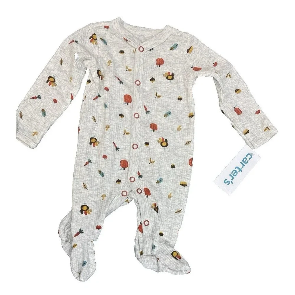 Carter's  Thanksgiving Snap-up Sleep & Play Bodysuit in Grey Newborn